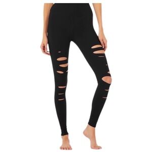 ALO Yoga Black High-Rise Distressed Leggings